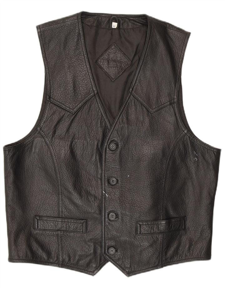 Vintage Herren Lederweste IT 52 Large Schwarz