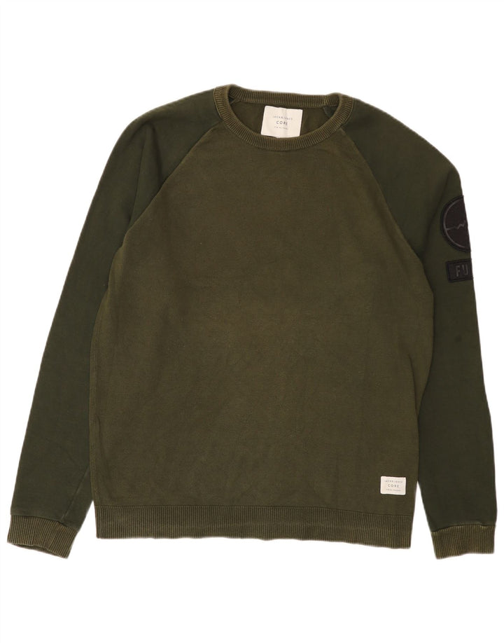 Jack & Jones Herren-Sweatshirt-Pullover, groß, grün, Farbblock