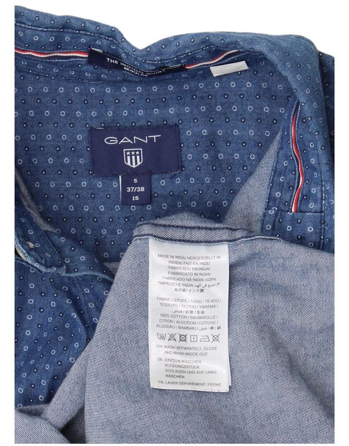 Gant Herren-Jeanshemd mit normaler Passform, Größe 37/38 15, mittelblau gefleckte Baumwolle