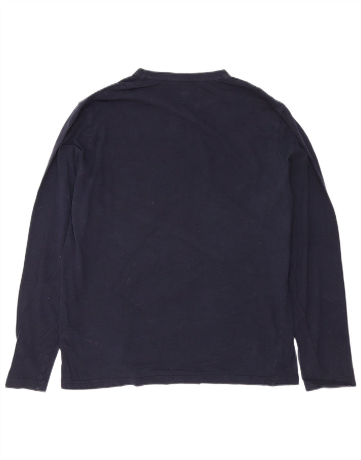 MARKS & SPENCER Herren-Top, langärmelig, klein, marineblau, Baumwolle