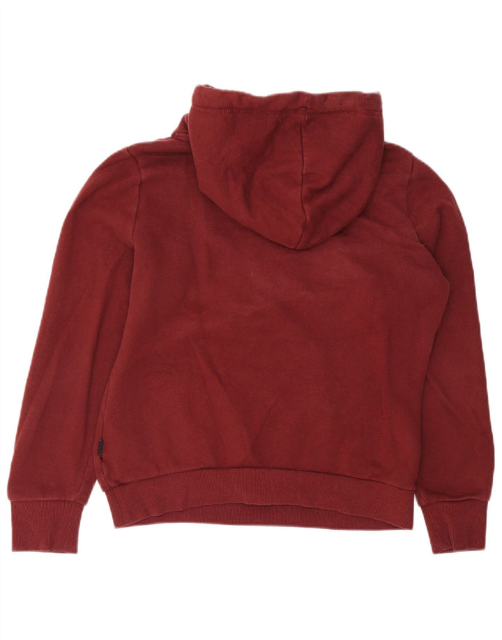 Superdry Damen Graphic Crop Hoodie Pullover UK 12 Medium Burgund Baumwolle