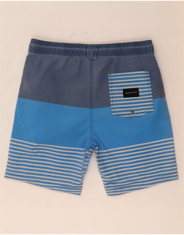 Quiksilver Boys Swimming Shorts 13-14 Years Large Blue Striped Cotton