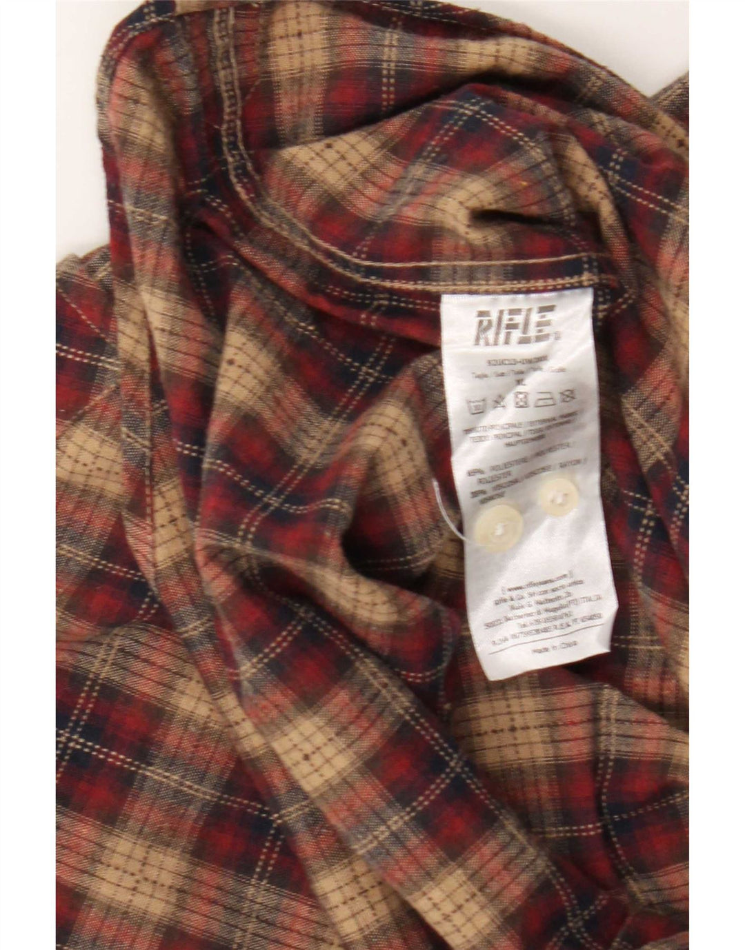 Rifle Herren-Flanellhemd XL, rot kariert, Polyester