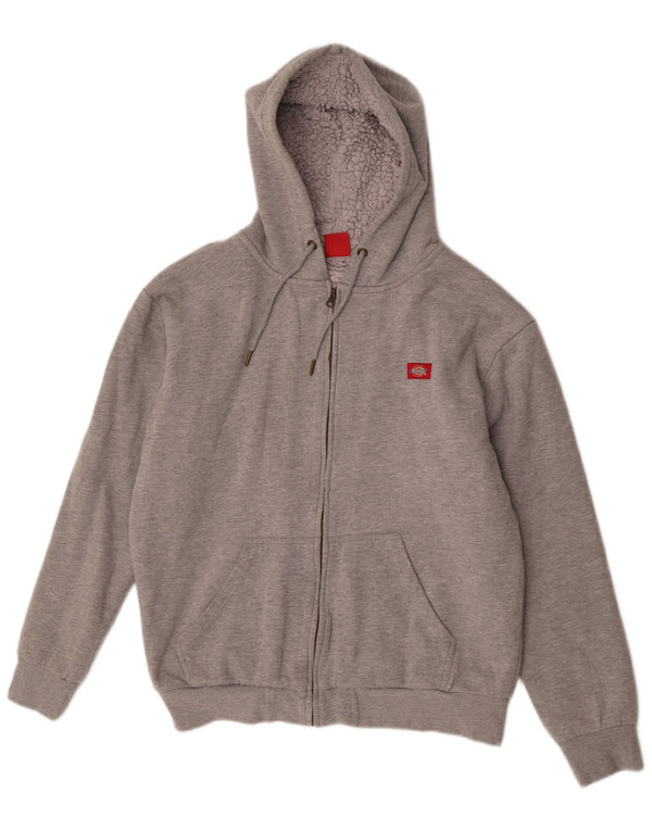 Dickies Herren-Sherpa-Kapuzenpullover mit Reißverschluss, groß, aus grauer Baumwolle