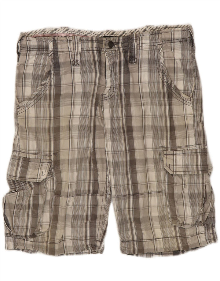Scorpion Bay Herren-Cargo-Shorts W34, große grau karierte Baumwolle