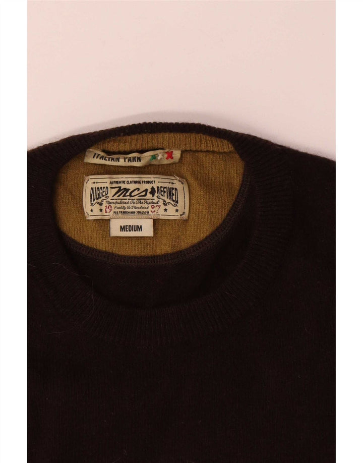 Marlboro Classics Herren-Pullover mit Rundhalsausschnitt, mittelbraune Wolle