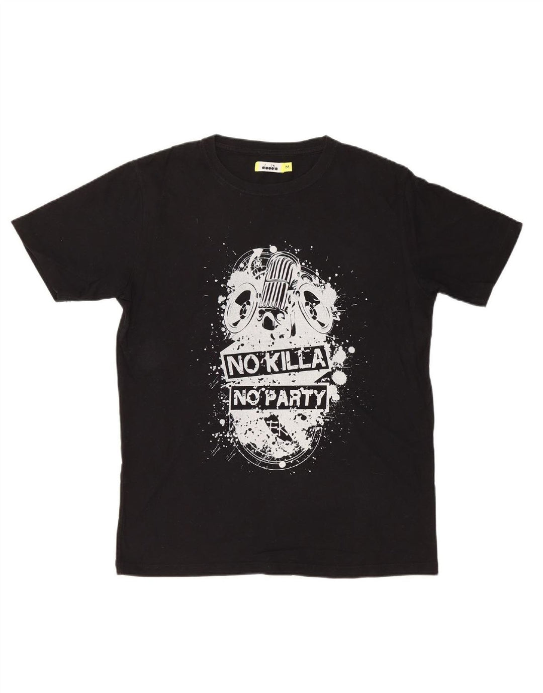 DIADORA Mens Graphic T-Shirt Top Medium Black Cotton