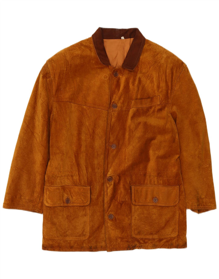 Vintage Herren Wildleder Mantel UK 42 XL Braunes Leder
