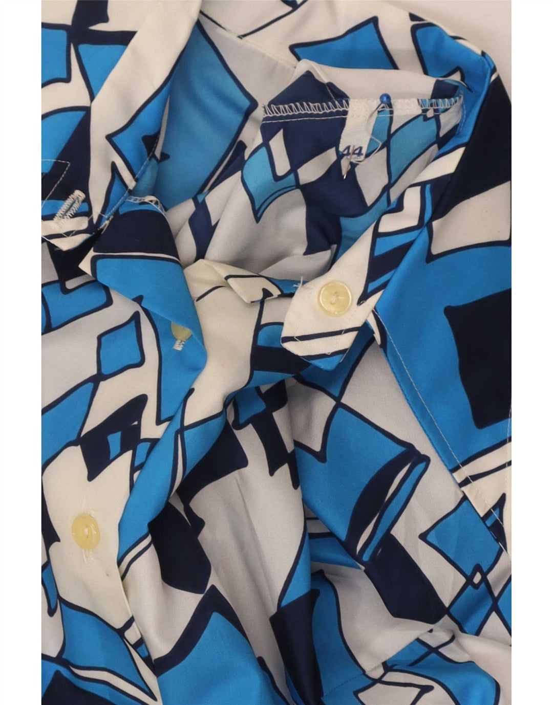 Vintage Damen Hemdbluse IT 44 Mittelblau Geometrisch