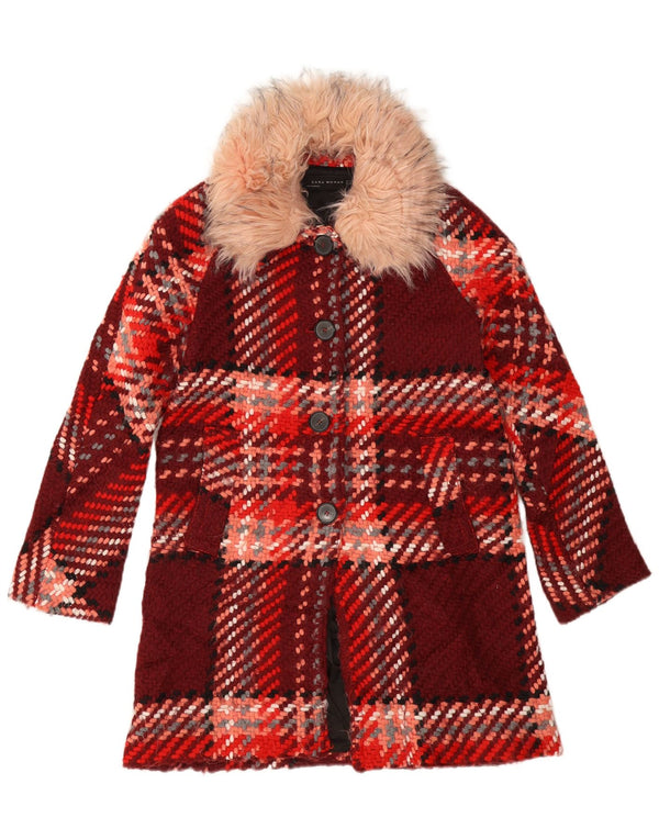 Zara Damen Mantel UK 6 XS Rot kariert