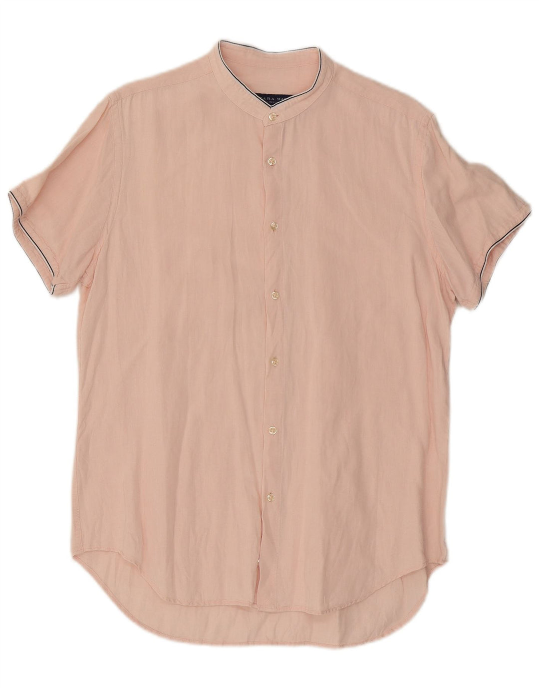 Zara Herren-Kurzarm-Slim-Fit-Hemd, Größe L, Rosa