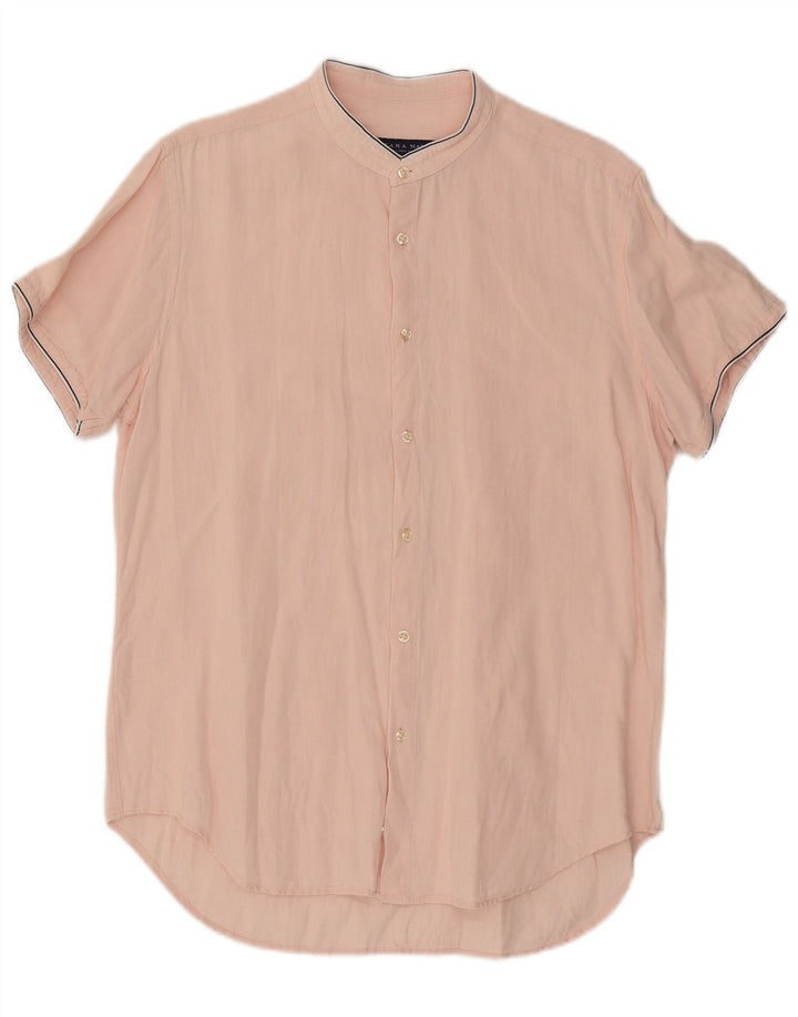 Zara Herren-Kurzarm-Slim-Fit-Hemd, Größe L, Rosa