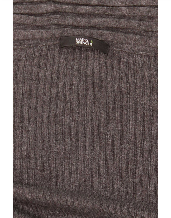 Marks & Spencer Damen Asymmetrischer, offener Cardigan-Pullover, Größe S, Grau