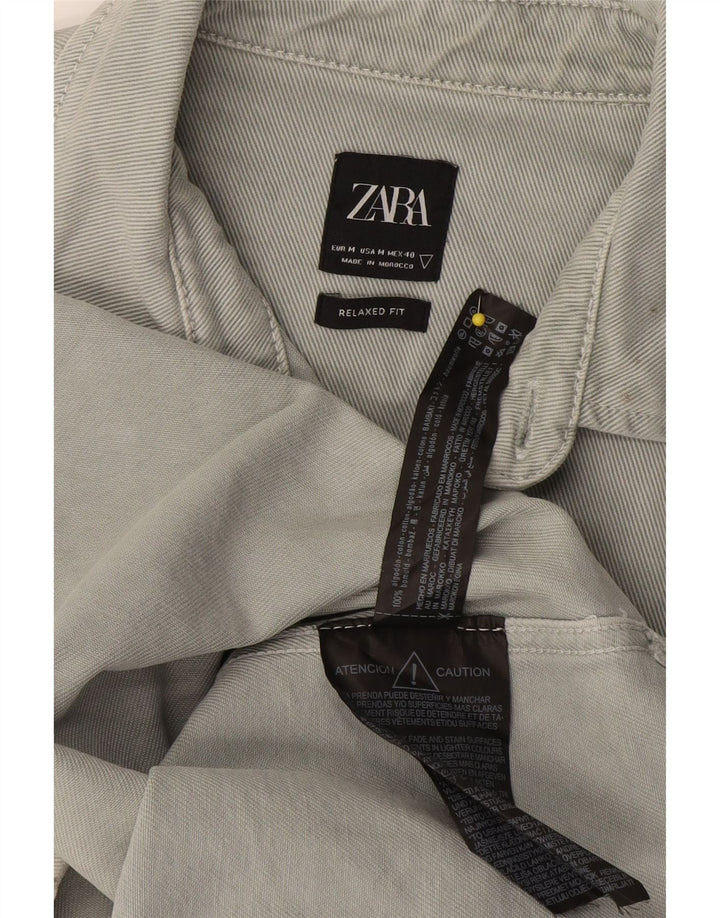 Zara Herren-Jeanshemd mit entspannter Passform, mittelgraue Baumwolle