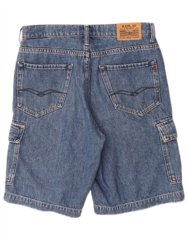 REPLAY Cargo-Jeansshorts für Jungen, 11–12 Jahre, W26, blaue Baumwolle