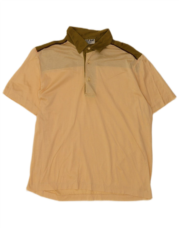 Vintage Herren Poloshirt IT 50 Mittelbeige Farbblock