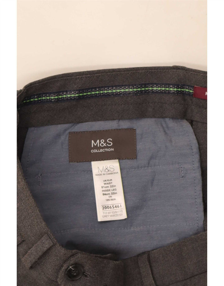 Marks & Spencer Slim-Anzughose für Herren, W32, L33, grau, Polyester
