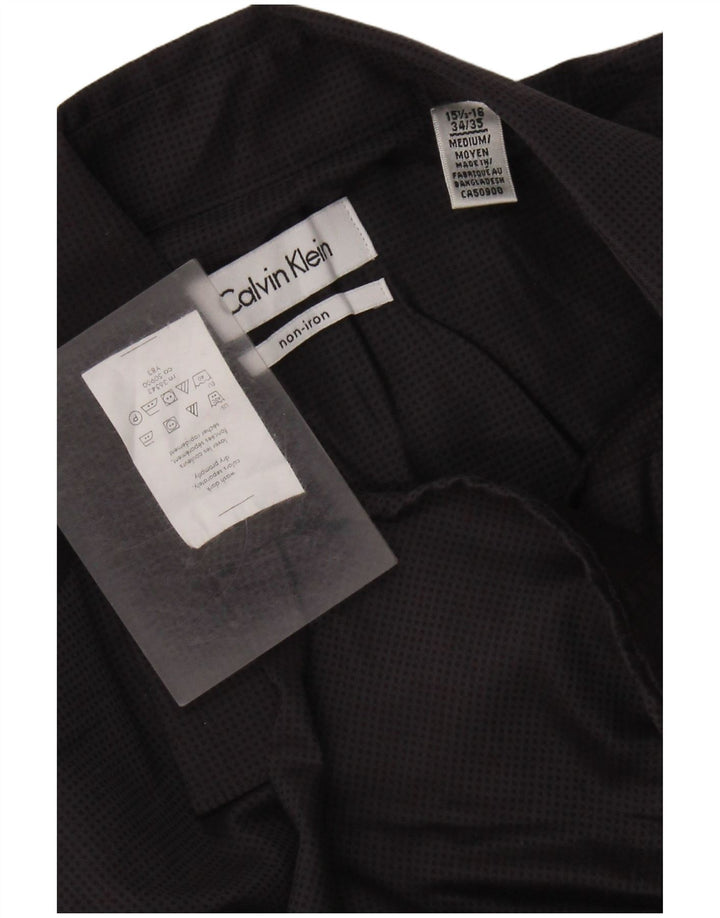 CALVIN KLEIN Herrenhemd Größe 15 1/2 16 Mittelgrau gefleckte Baumwolle