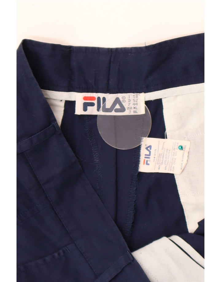 Fila Damen Chino-Shorts W34 Large Marineblaue Baumwolle
