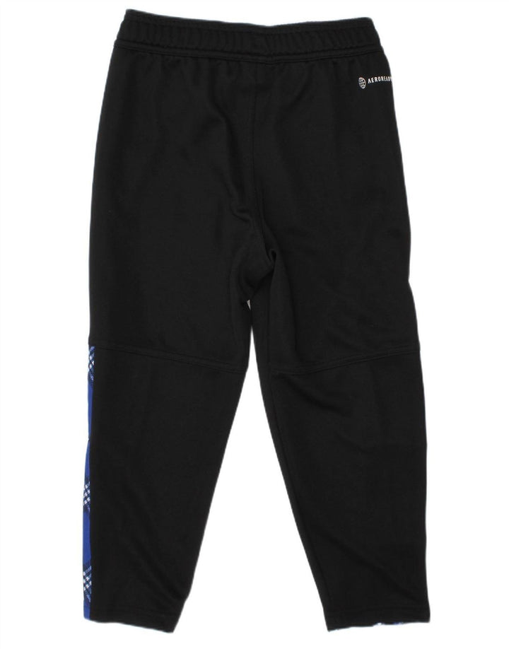 ADIDAS Boys Aeroready Tracksuit Trousers 7-8 Years  Black Plaid Polyester
