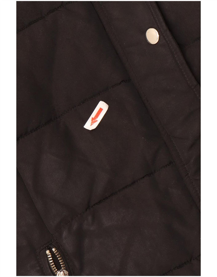 Topshop Damen-Jacke mit Kapuze, gepolstert, UK 12, Mittelschwarz, Polyester