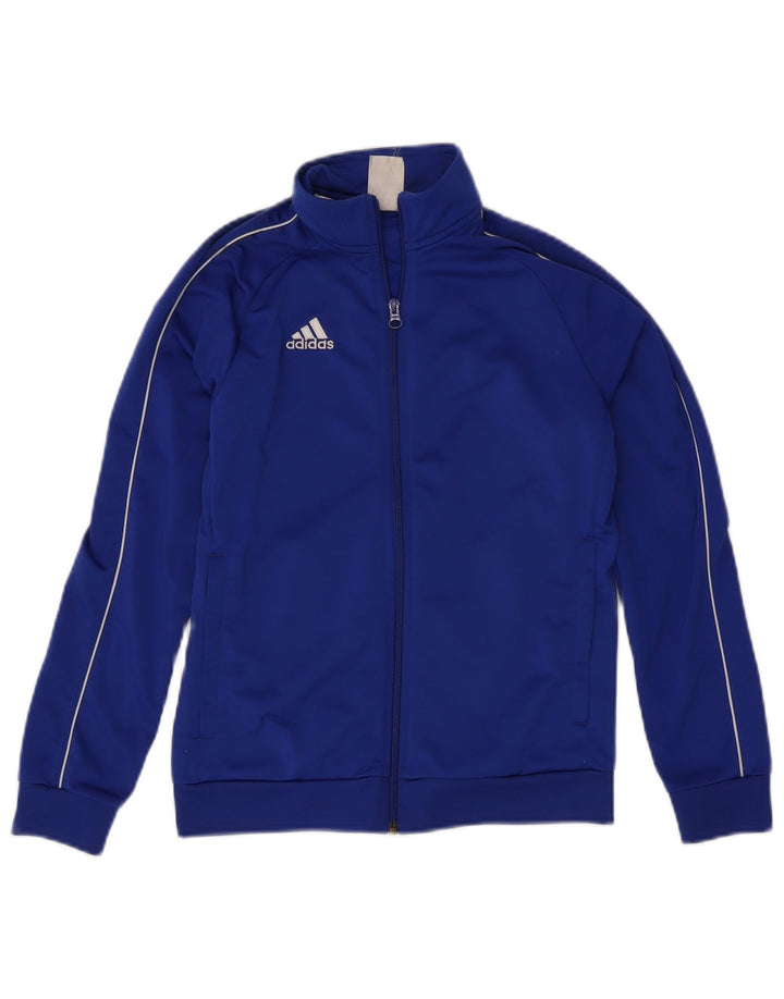 ADIDAS Boys Tracksuit Top Jacket 11-12 Years Blue Polyester