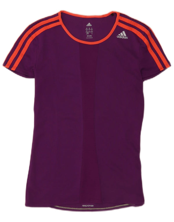 Adidas Damen T-Shirt Top UK 4/6 XS Lila Polyester Sport