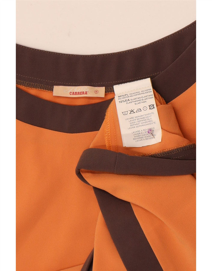 Carrera Damen Crop Bluse Top UK 10 Small Orange Colourblock Polyester