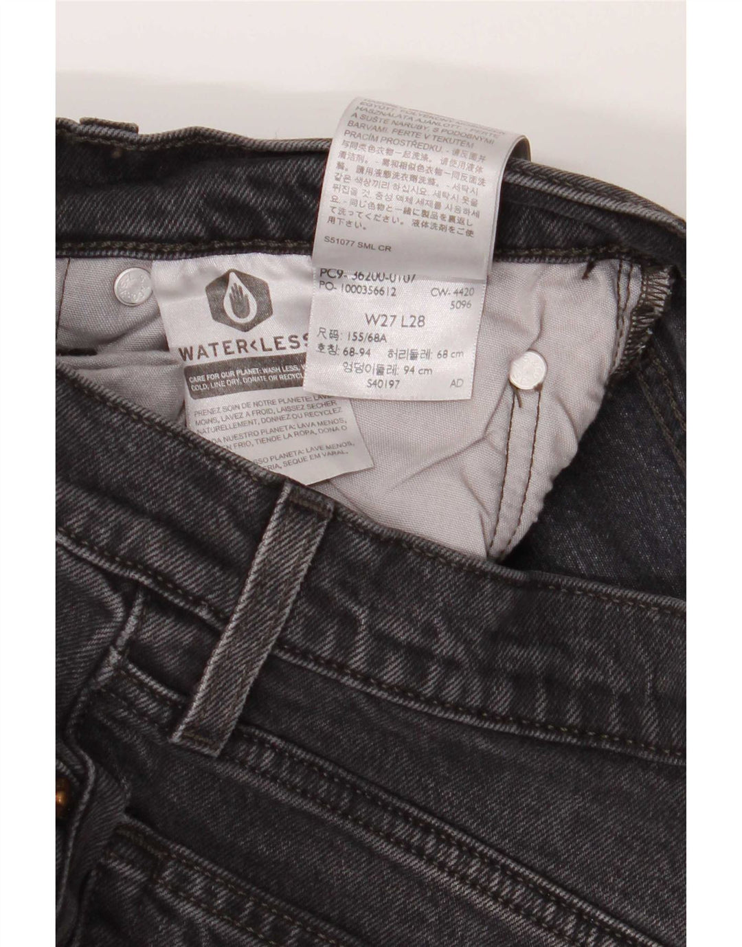 Levi's Damen 501 Straight Jeans W27 L28 Graue Baumwolle