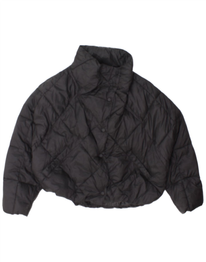 ZARA Damen Übergroße wattierte Jacke UK 16 Large Schwarz Polyester