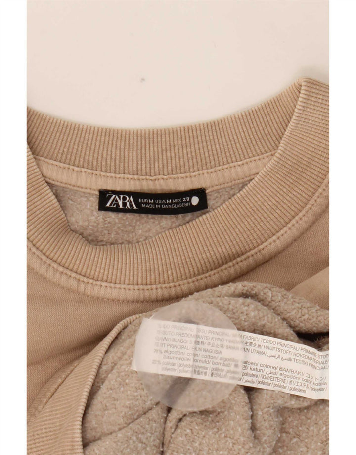 Übergroßer Sweatshirt-Pullover für Damen von Zara, UK 14, mittelbeige Baumwolle