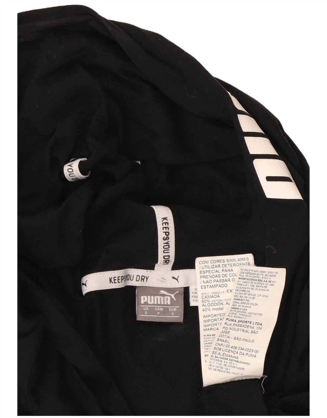 PUMA Womens Hooded Graphic Top Langarm UK 10 Small Schwarz Baumwolle