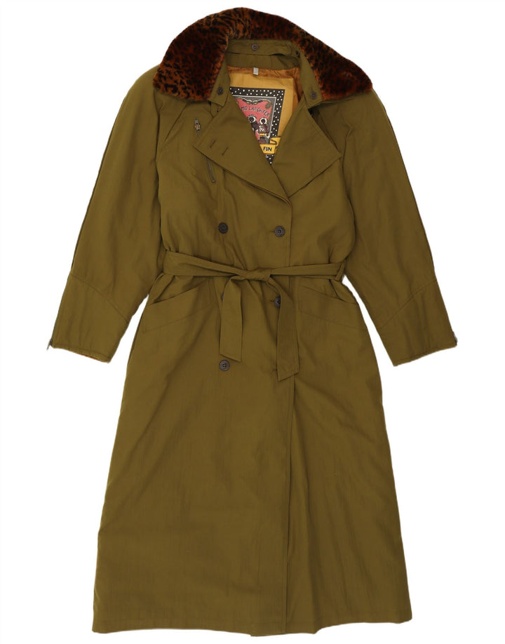 Eskimo Zweireihiger Damenmantel UK 12 Mittelgrün Polyester Klassisch