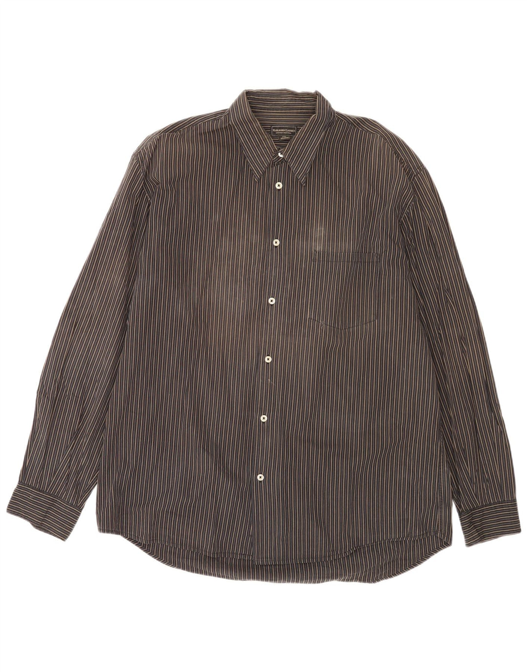 Marlboro Classics Herrenhemd 2XL schwarz gestreift aus Baumwolle