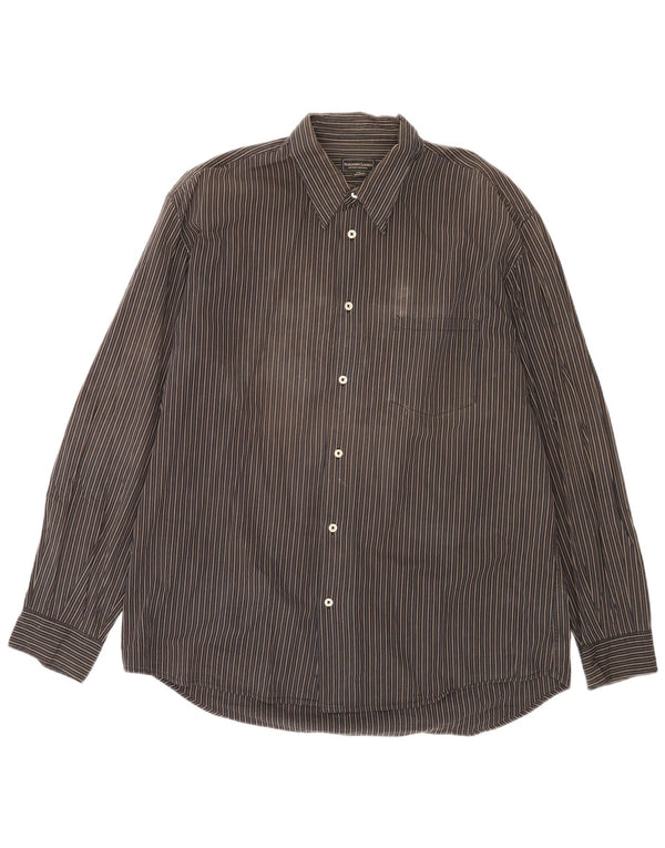 Marlboro Classics Herrenhemd 2XL schwarz gestreift aus Baumwolle