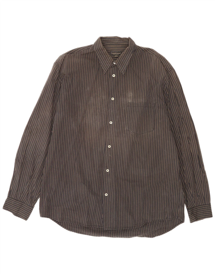 Marlboro Classics Herrenhemd 2XL schwarz gestreift aus Baumwolle