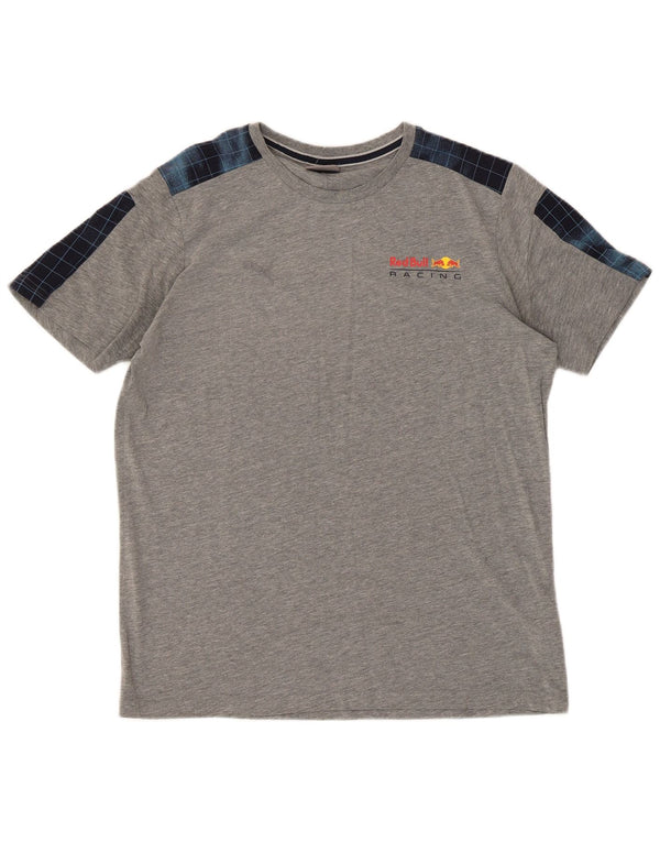 Puma Herren-T-Shirt-Oberteil aus mittelgrauer Colourblock-Baumwolle