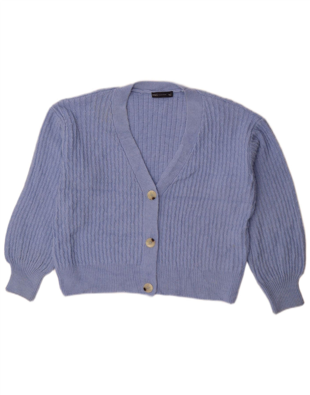 Marks & Spencer Damen Crop Oversized Cardigan Pullover UK 14 Mittelblau