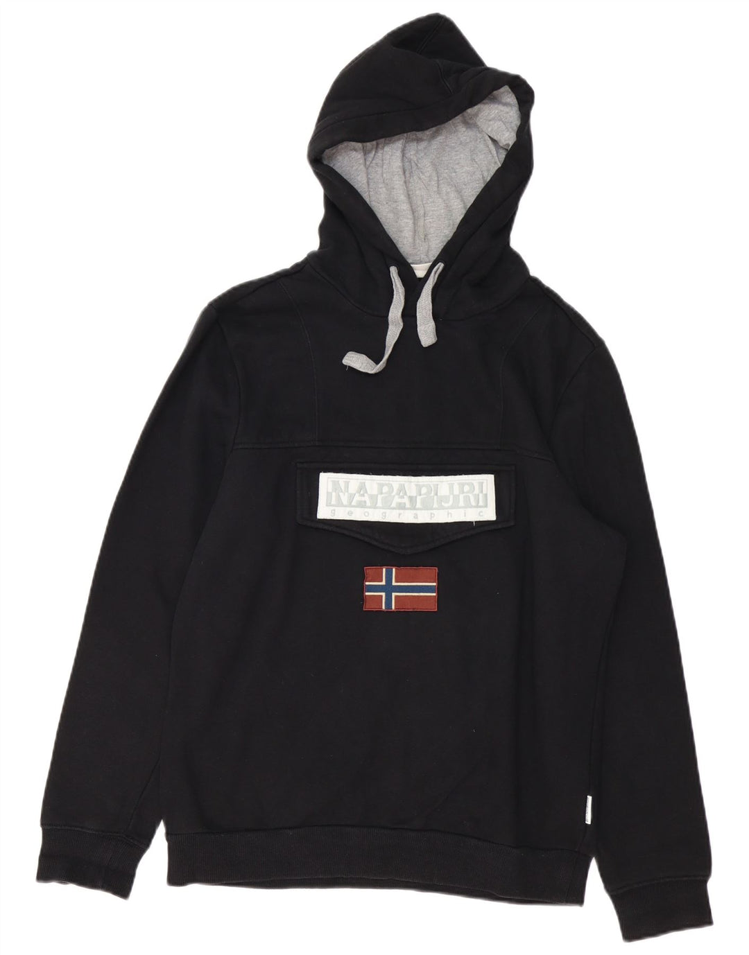 NAPAPIJRI Herren-Kapuzenpullover mit Grafik, mittelschwarz, Baumwolle