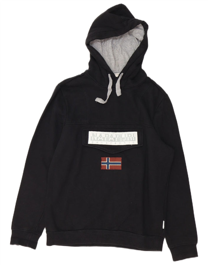 NAPAPIJRI Herren-Kapuzenpullover mit Grafik, mittelschwarz, Baumwolle