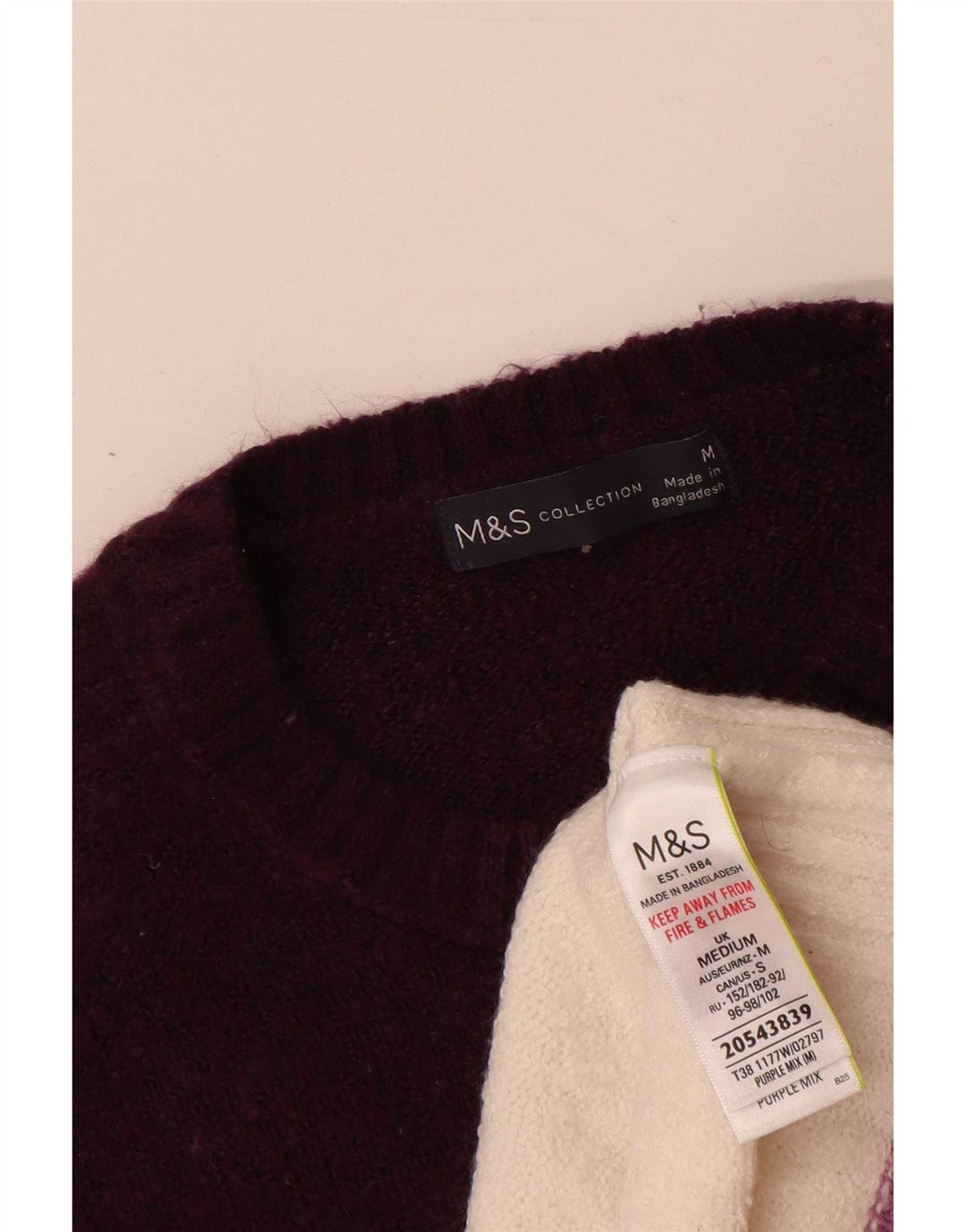 Marks & Spencer Damen-Pullover mit Rundhalsausschnitt, Gr. 14, mittelviolett gestreift