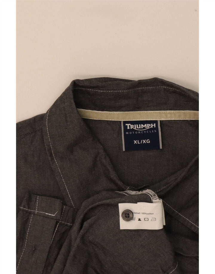 Triumph Herren-Grafik-Kurzarmhemd XL aus grauer Baumwolle