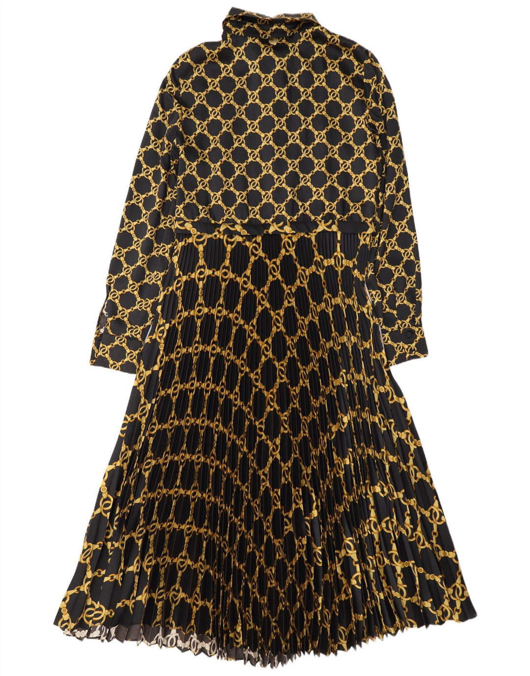 Twinset Damen-Maxikleid mit abstraktem Muster, langärmlig, Gr. 14, mittelschwarz