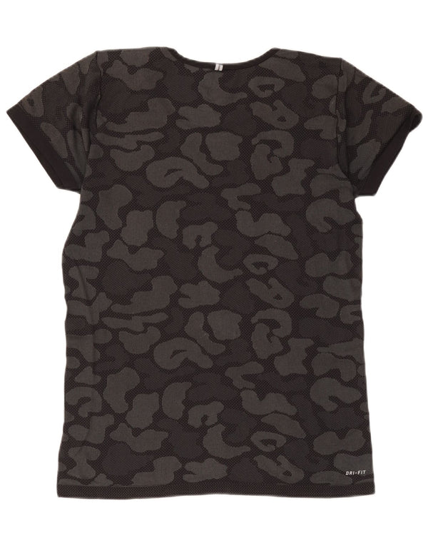 Nike Damen Dri Fit T-Shirt Top UK 14 Large Schwarz Camouflage