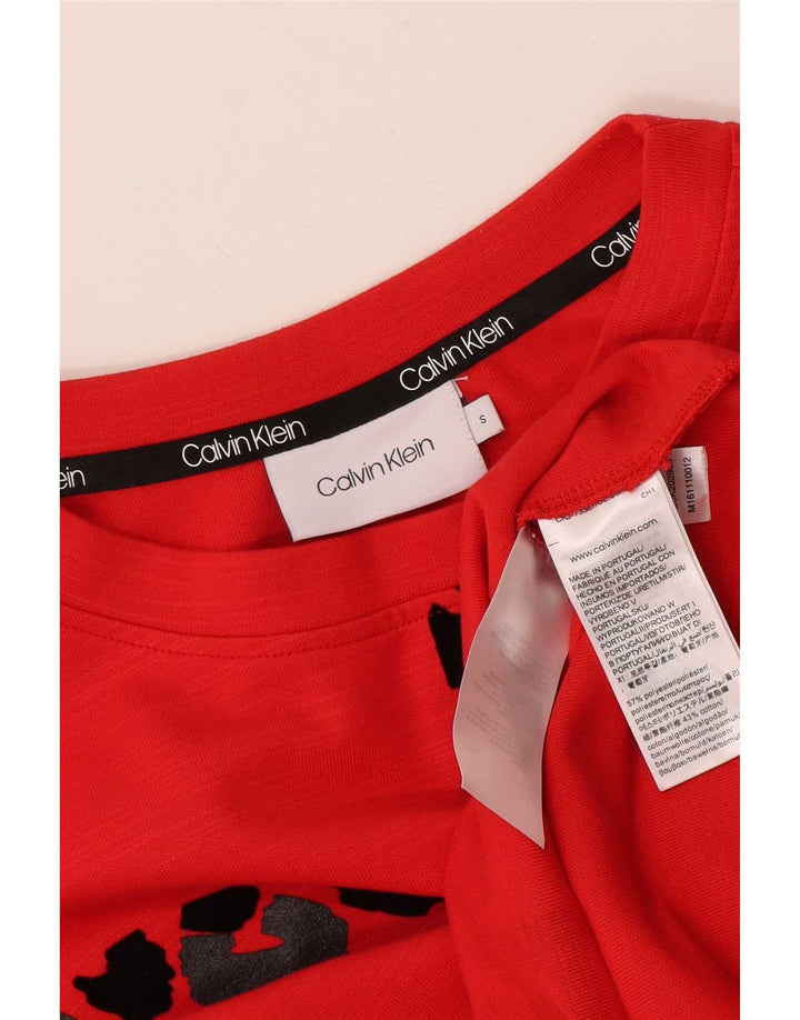 Calvin Klein Womens Graphic Oversized Sweatshirt Pullover UK 10 Small Rot