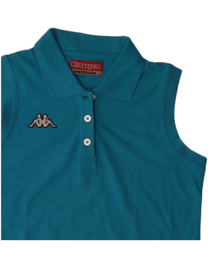 Kappa Damen Ärmelloses Poloshirt UK 12 Mittelblaue Baumwolle