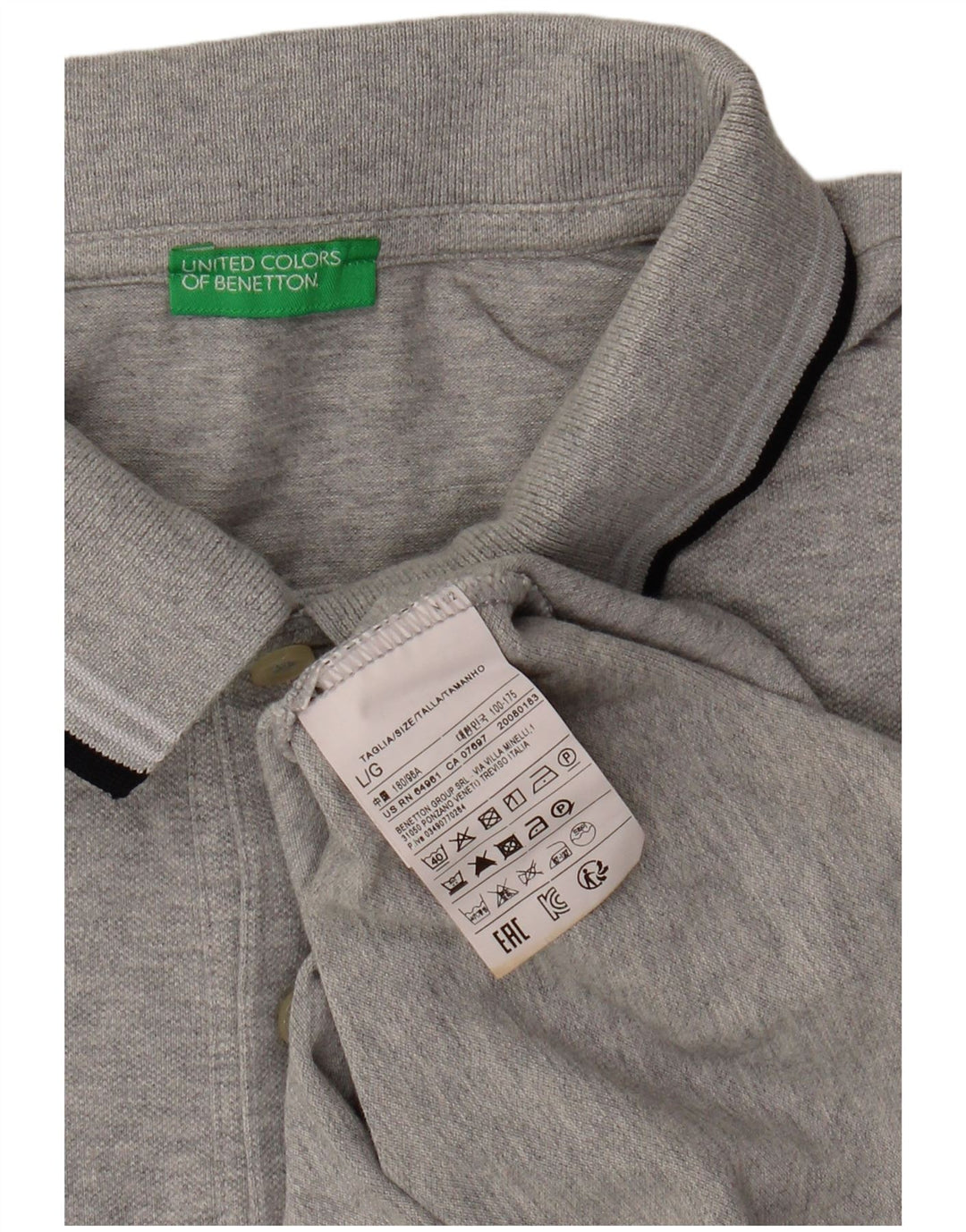 BENETTON Mens Polo Shirt Large Grey Cotton