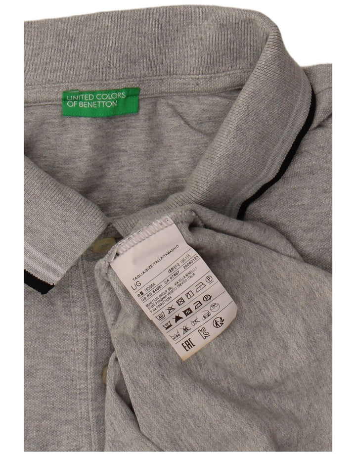 BENETTON Mens Polo Shirt Large Grey Cotton