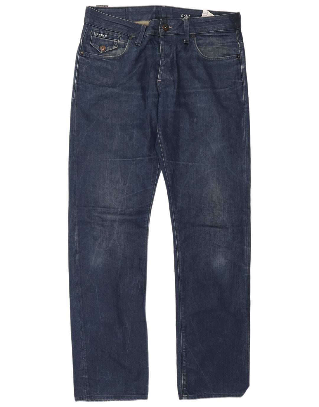 G-STAR Herren Straight Jeans W33 L34 Blaue Baumwolle