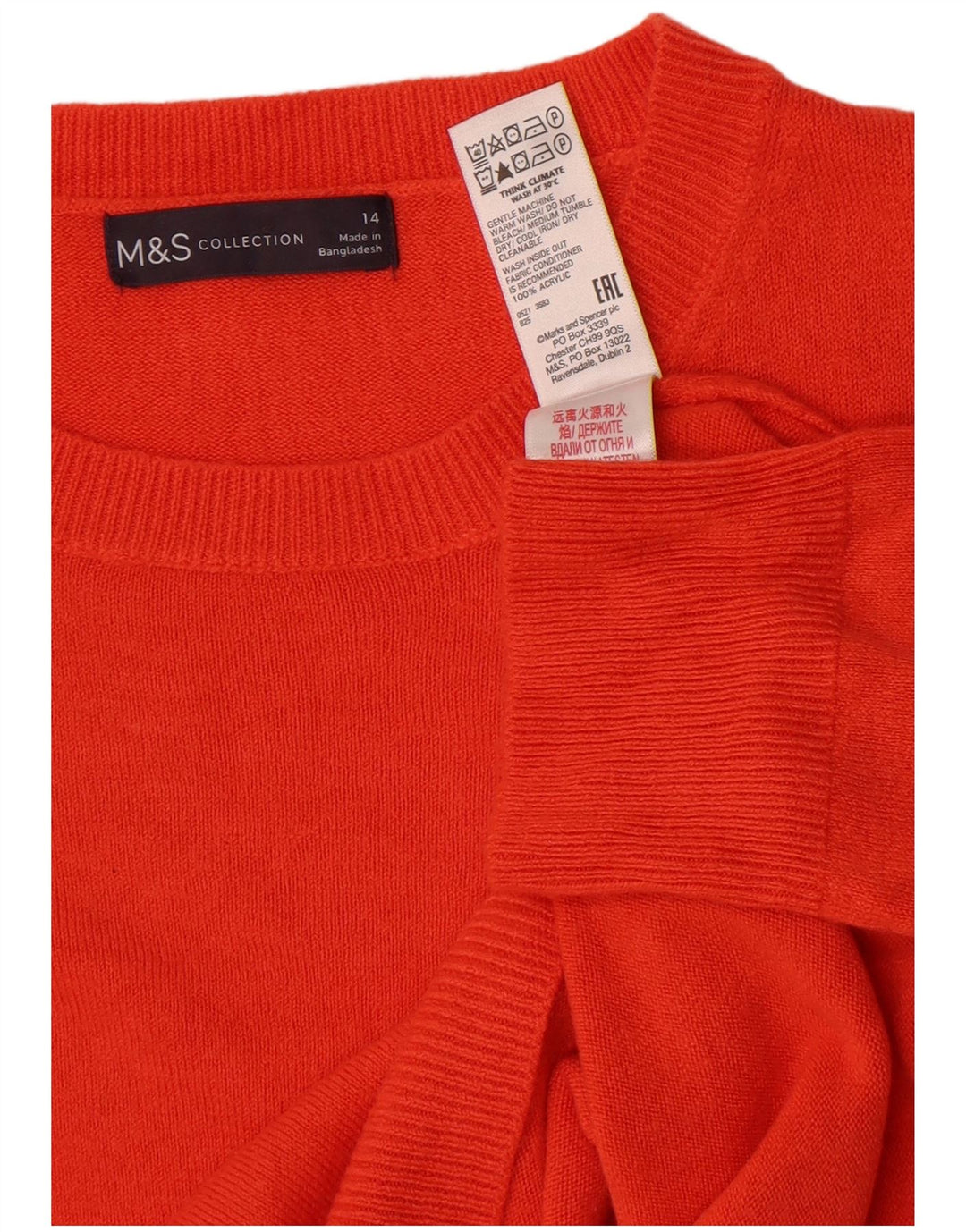 Marks & Spencer Damen-Pullover mit Rundhalsausschnitt, Gr. 14, Mittelorange, Acryl